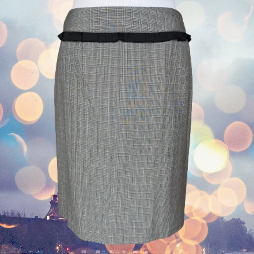 Cass Career Pencil Skirt Glen Check with Ruffles Sz 6